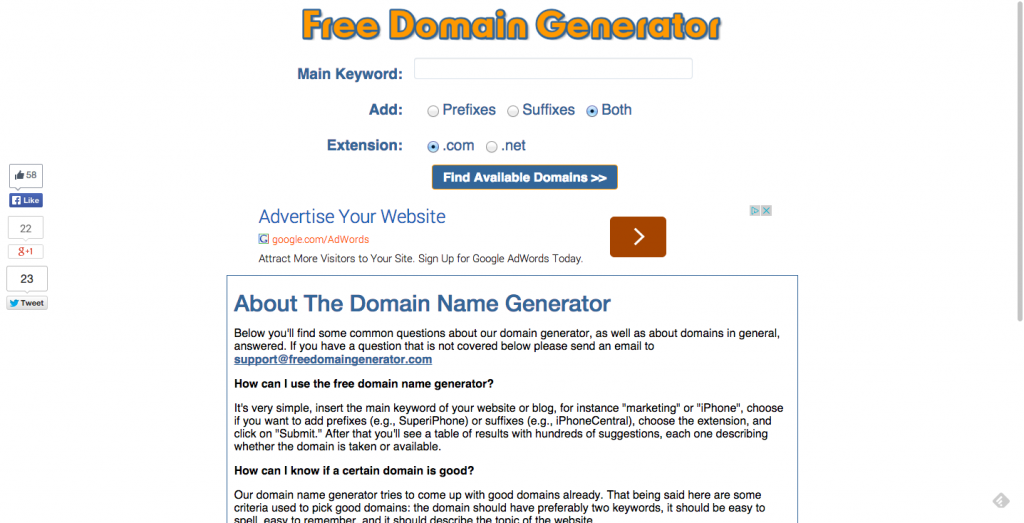  Domain Name Generators 12 Best Free Tools 2020 Edition