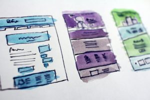 website redesign wireframes on a white background