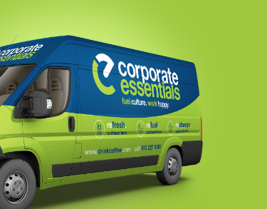 A Corporate Essentials vehicle in a branded wrap